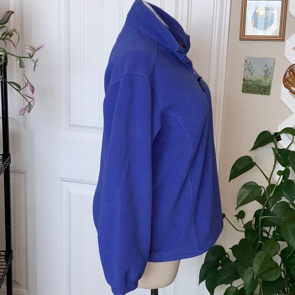 LL BEAN Polar Fleece Quarter Zip Jacket Large Pullover Coat 1/4 Blue Polartec - Picture 5 of 10